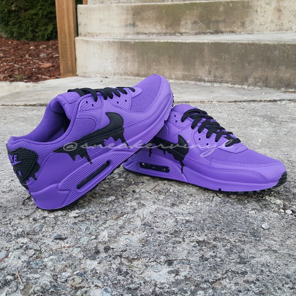Nike Air Max 90 Purple GRAPE Black Drip Custom NWT - Picture 3 of 8